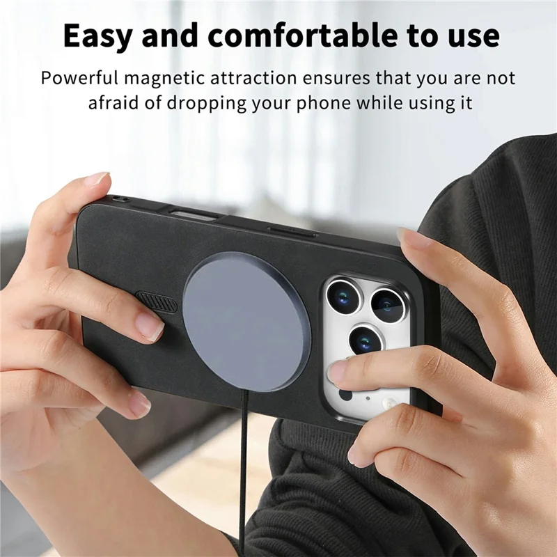 For iPhone 17 Pro Leather Back Case Compatible with MagSafe Skin-touch Phone Cover - Pink