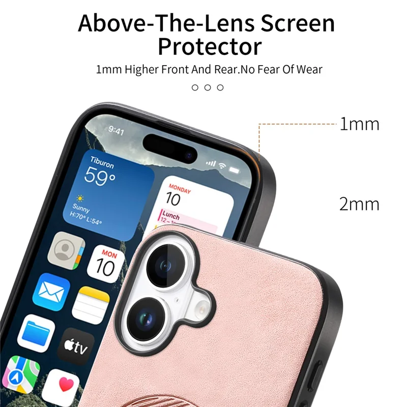 For iPhone 17 Leather Back Case Compatible with MagSafe Skin-touch Phone Cover - Pink