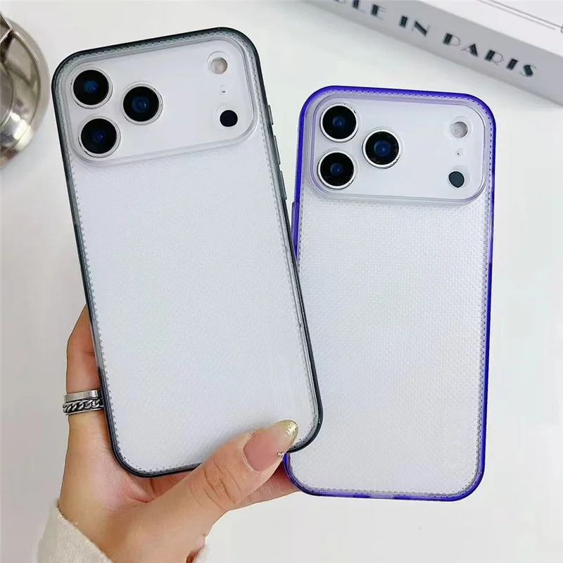 For iPhone 18 Pro / 17 Pro Case 3 in 1 Clear Shockproof TPU PC Phone Back Cover with Wrist Strap - Purple