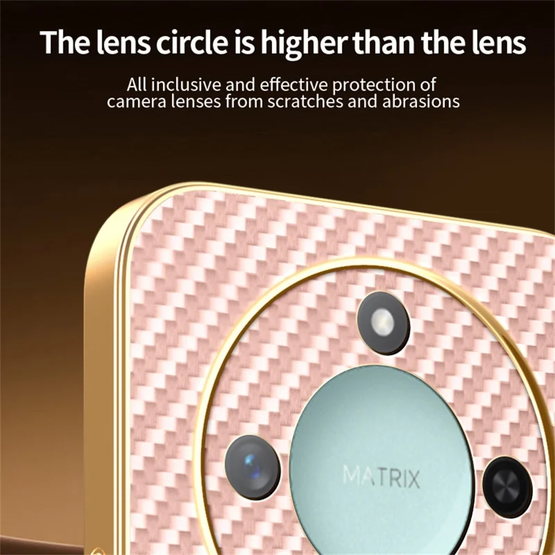 For Honor X9c Smart 5G / X60 5G Phone Case Carbon Fiber Textured Electroplated TPU Back Cover - Pink