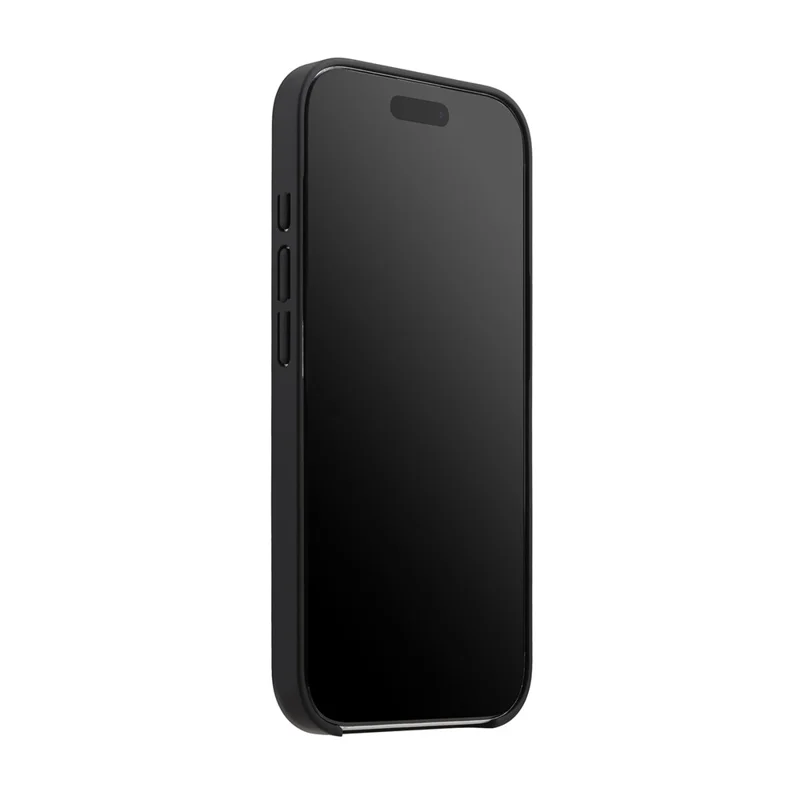 MELKCO For iPhone 17 Pro Case Compatible with MagSafe Ultra Thin Genuine Cow Leather + PC Phone Cover - Black