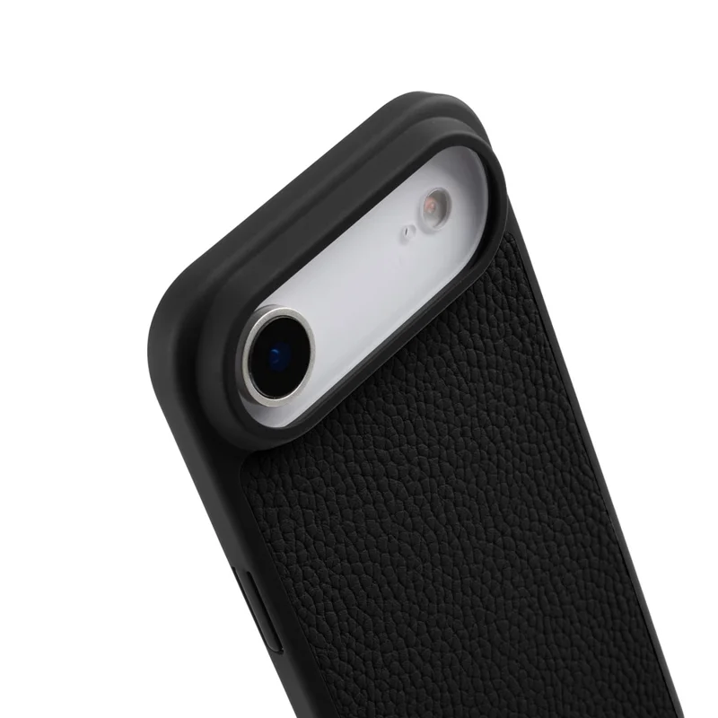 MELKCO For iPhone Air Case Compatible with MagSafe Ultra Thin Genuine Cow Leather + PC Phone Cover - Black