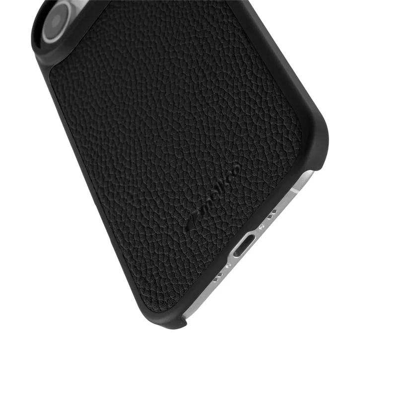 MELKCO For iPhone Air Case Compatible with MagSafe Ultra Thin Genuine Cow Leather + PC Phone Cover - Black