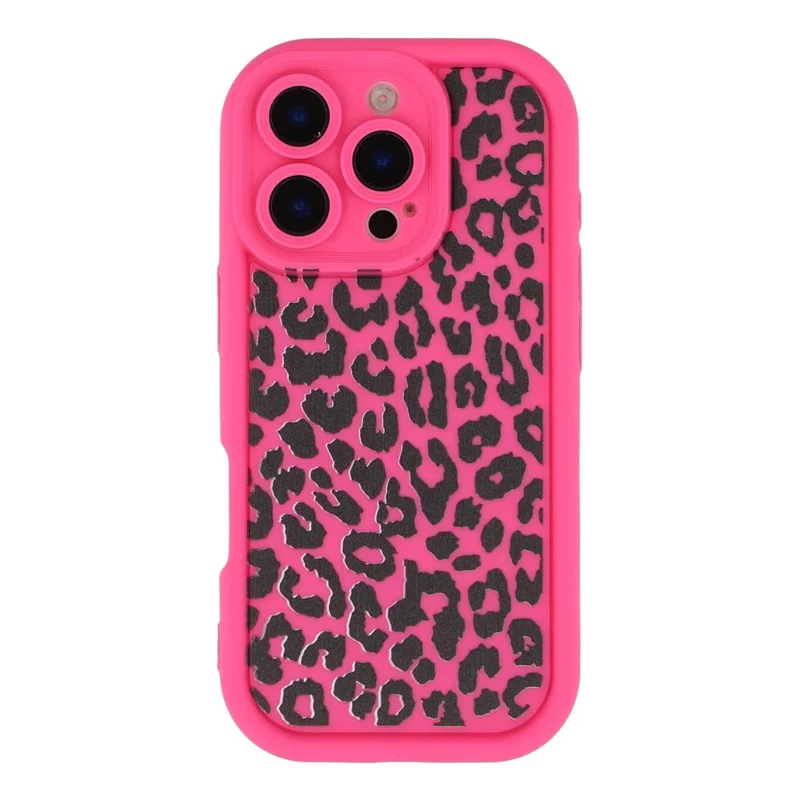 For iPhone 16 Pro Max Case Leopard Print TPU Shockproof Phone Cover - Rose Gold
