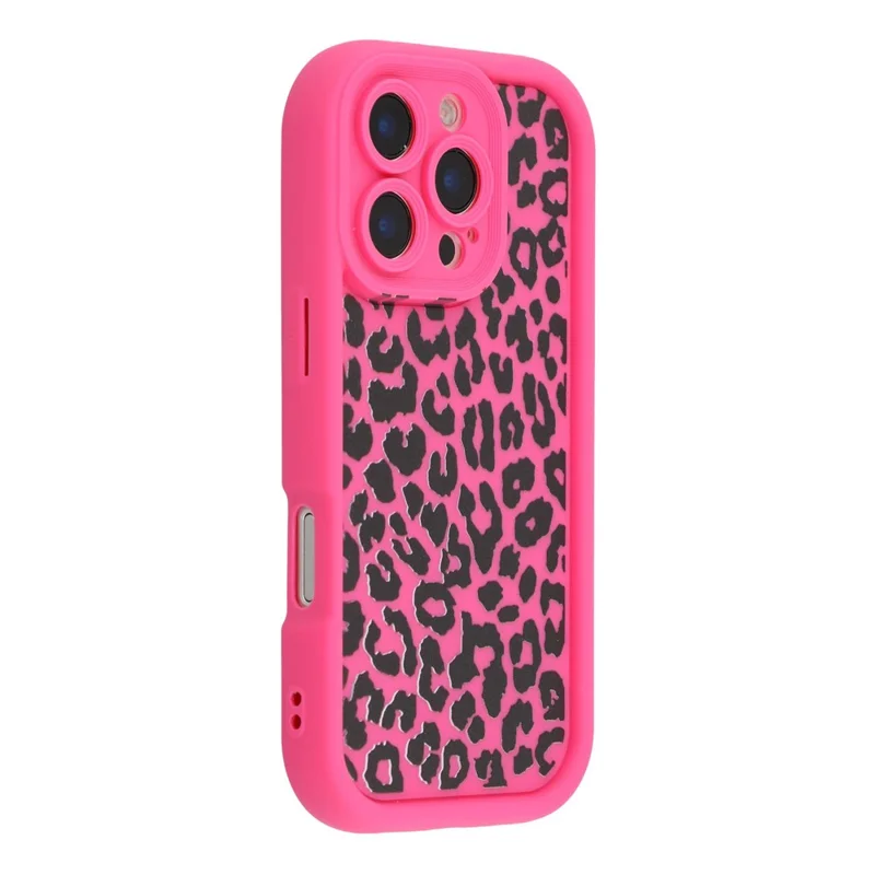For iPhone 16 Pro Case Leopard Print TPU Shockproof Phone Cover - Rose