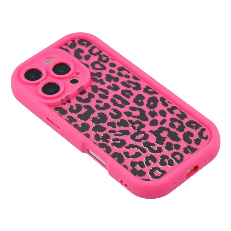 For iPhone 16 Pro Case Leopard Print TPU Shockproof Phone Cover - Rose