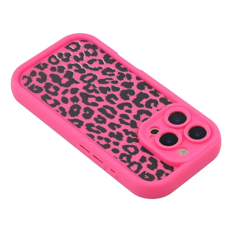 For iPhone 16 Pro Case Leopard Print TPU Shockproof Phone Cover - Rose