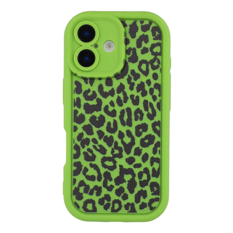 For iPhone 16 Case Leopard Print TPU Shockproof Phone Cover - Green