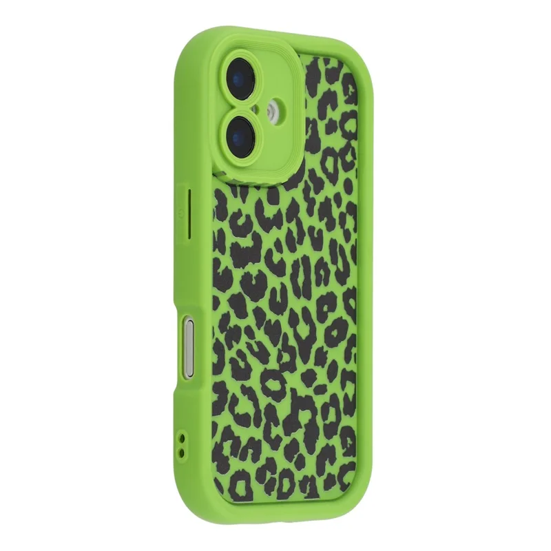 For iPhone 16 Plus Case Leopard Print TPU Shockproof Phone Cover - Green