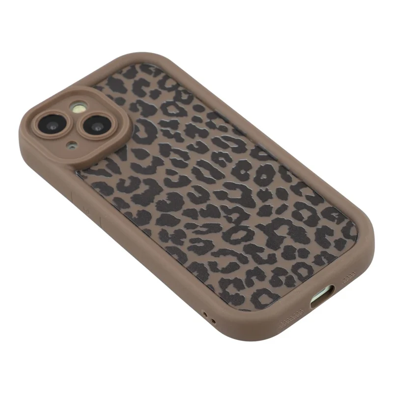 For iPhone 14 Case Leopard Print TPU Shockproof Phone Cover - Coffee
