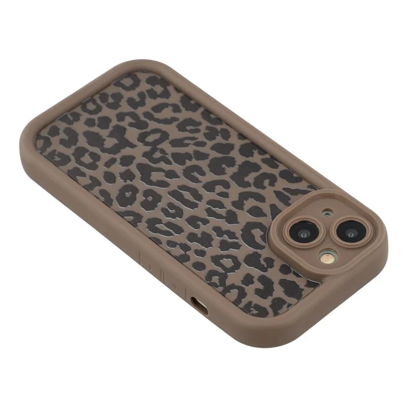 For iPhone 14 Case Leopard Print TPU Shockproof Phone Cover - Coffee