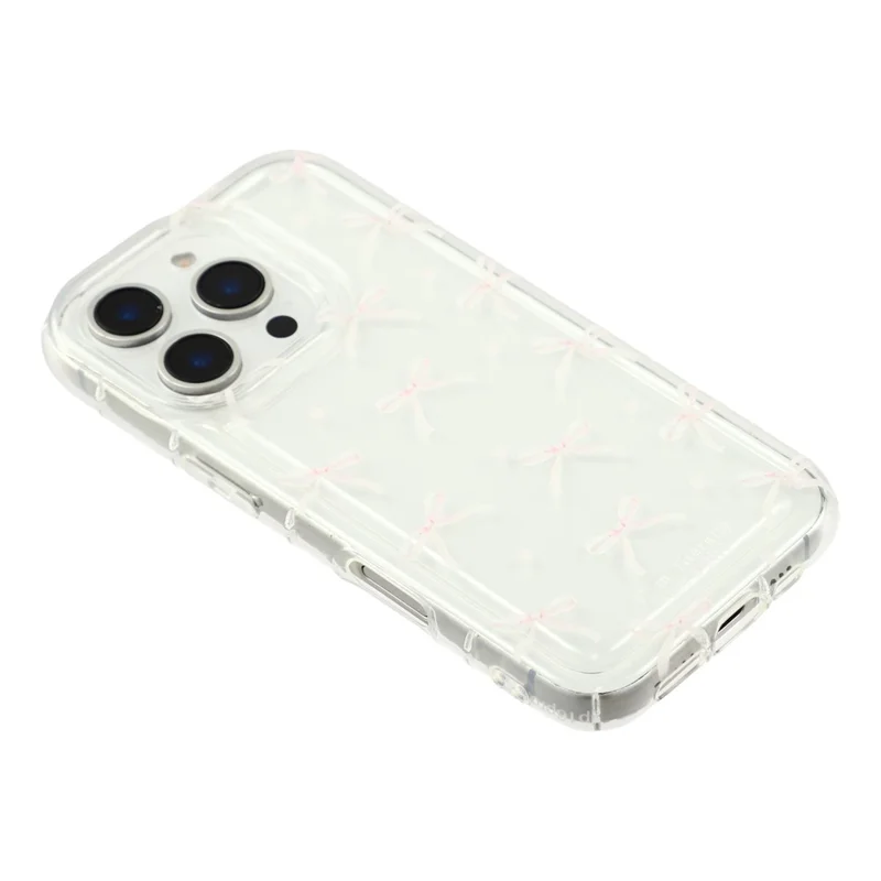 For iPhone 16 Pro Max Case Bowknot Pattern TPU Phone Back Cover - Pink Bows