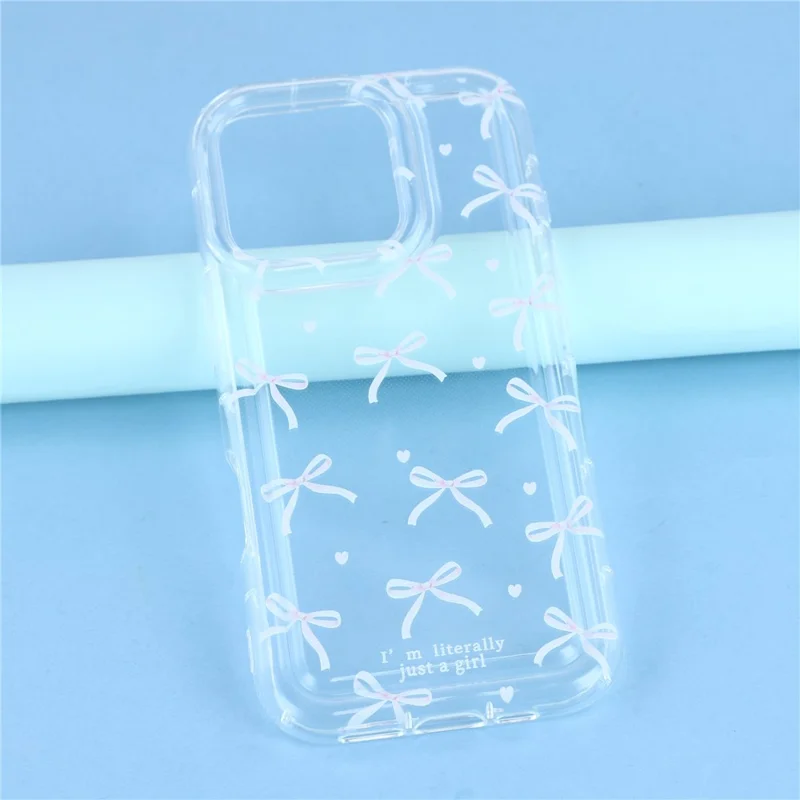 For iPhone 16 Pro Max Case Bowknot Pattern TPU Phone Back Cover - Pink Bows