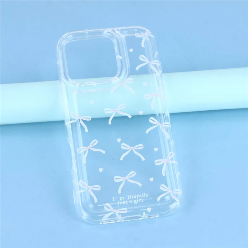 For iPhone 16 Pro Case Bowknot Pattern TPU Phone Back Cover - Pink Bows