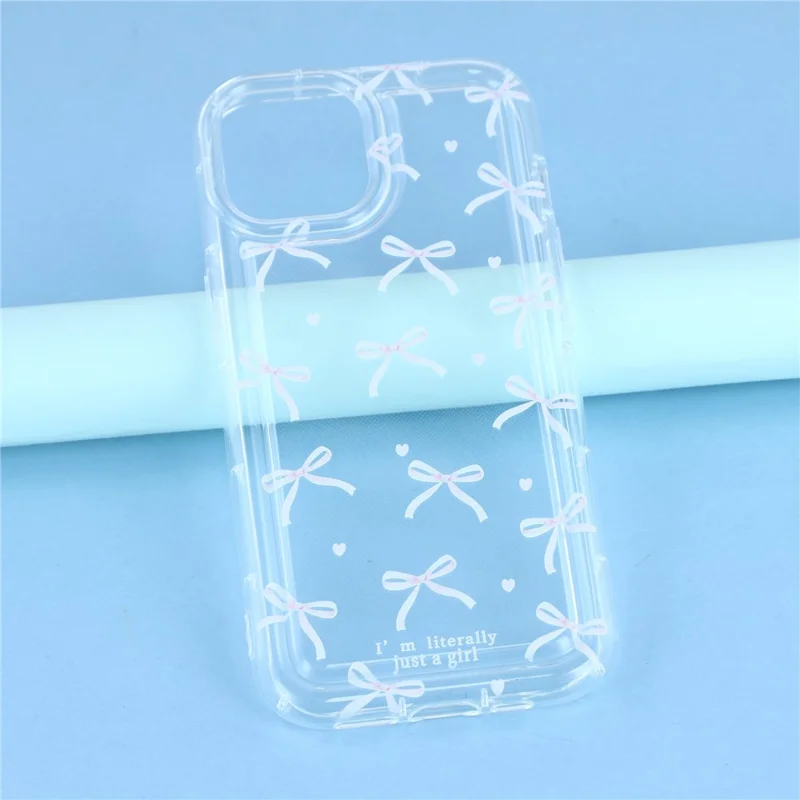 For iPhone 14 Case Bowknot Pattern TPU Phone Back Cover - Pink Bows