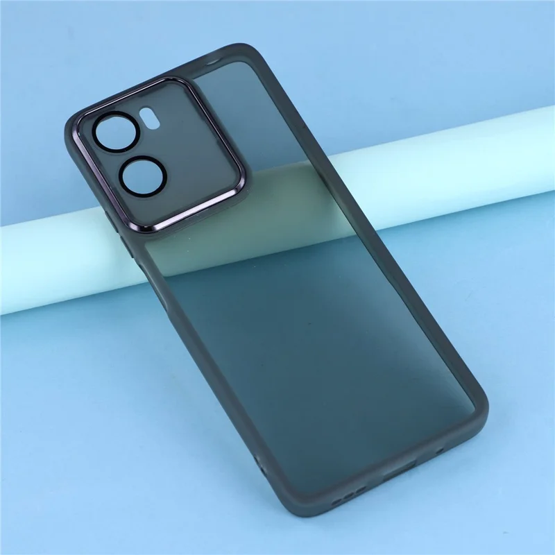 For Motorola Moto G06 4G / G06 Power 4G Case Electroplated Camera Frame TPU Phone Cover - Transparent Black