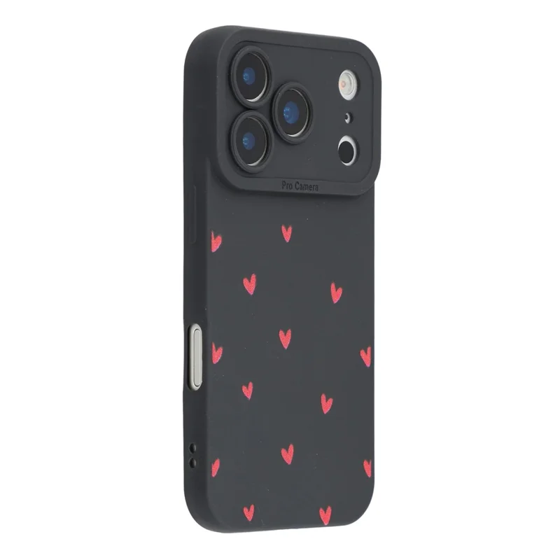 For iPhone 17 Pro Max Case Heart Pattern TPU Phone Back Cover - Black / Red Hearts