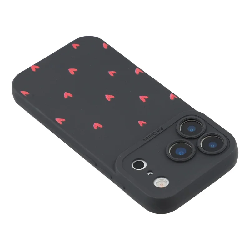 For iPhone 17 Pro Max Case Heart Pattern TPU Phone Back Cover - Black / Red Hearts
