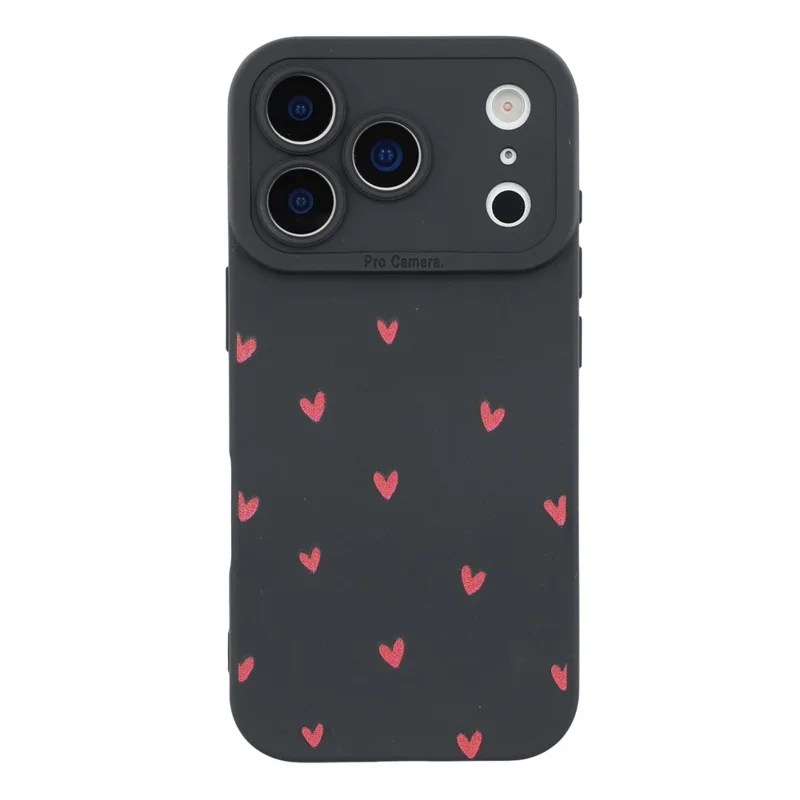 For iPhone 17 Pro Case Heart Pattern TPU Phone Back Cover - Black / Red Hearts
