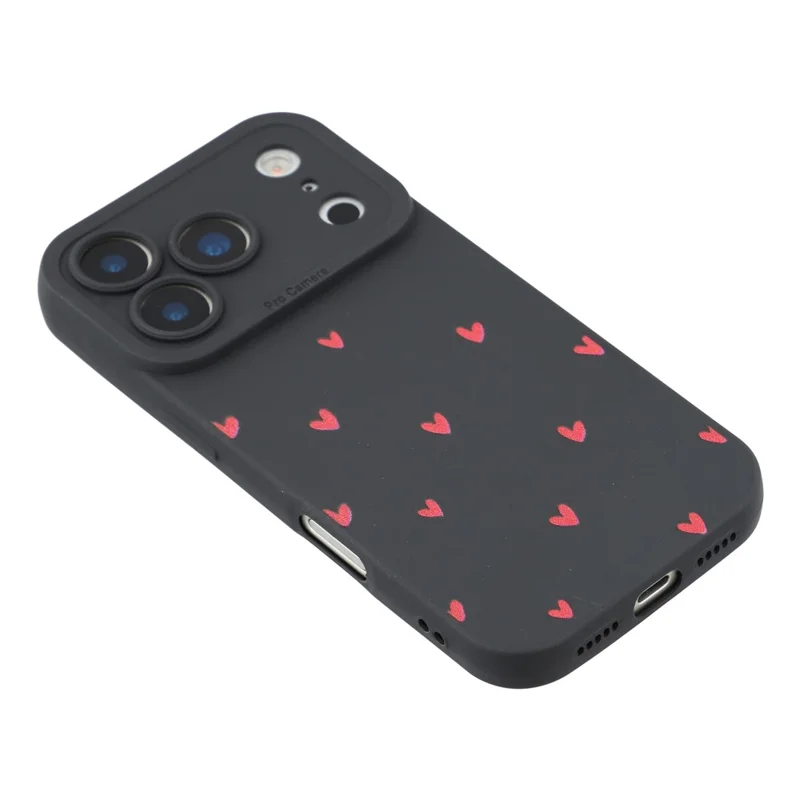 For iPhone 17 Pro Case Heart Pattern TPU Phone Back Cover - Black / Red Hearts