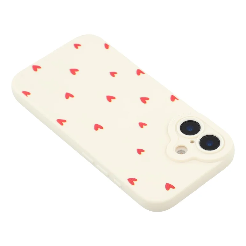 For iPhone 17 Case Heart Pattern TPU Phone Back Cover - Antique White / Red Hearts