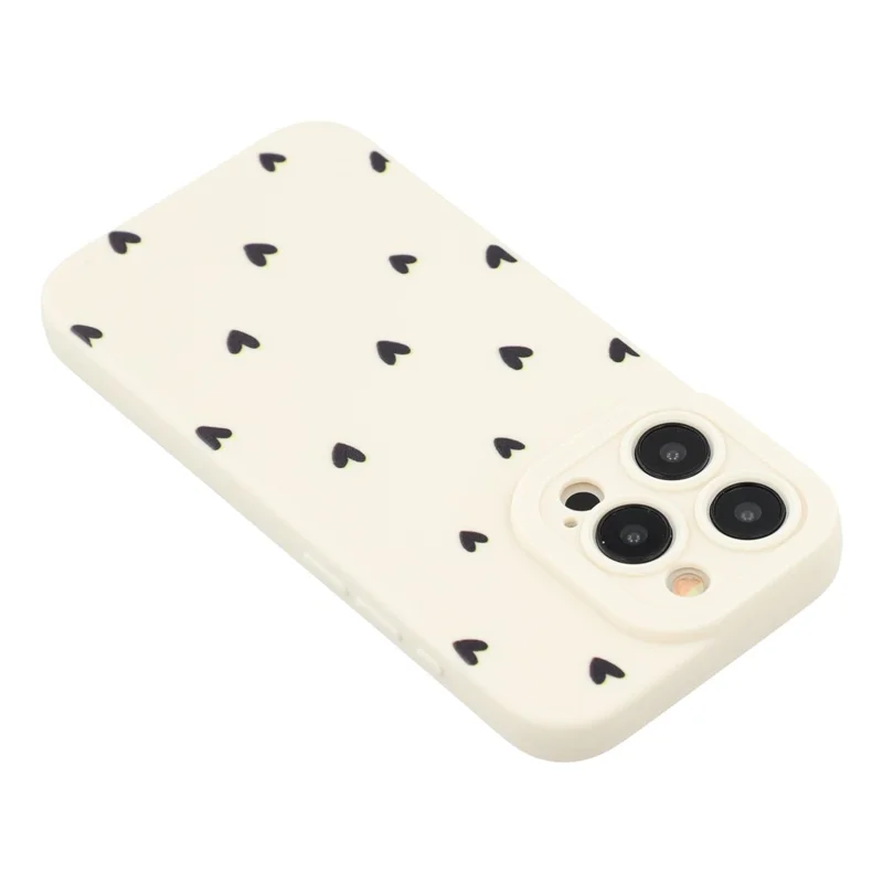 For iPhone 12 Pro Max Case Heart Pattern TPU Phone Back Cover - Antique White / Black Hearts