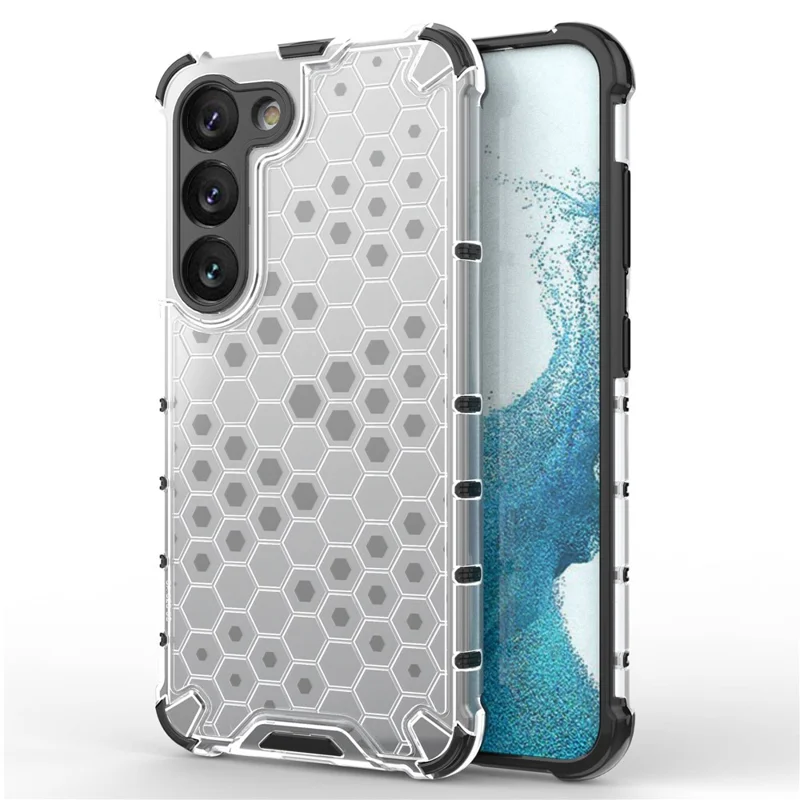 Funda para teléfono Samsung Galaxy S23 Funda a prueba de golpes con textura de panal de abeja de TPU + PC - Gris