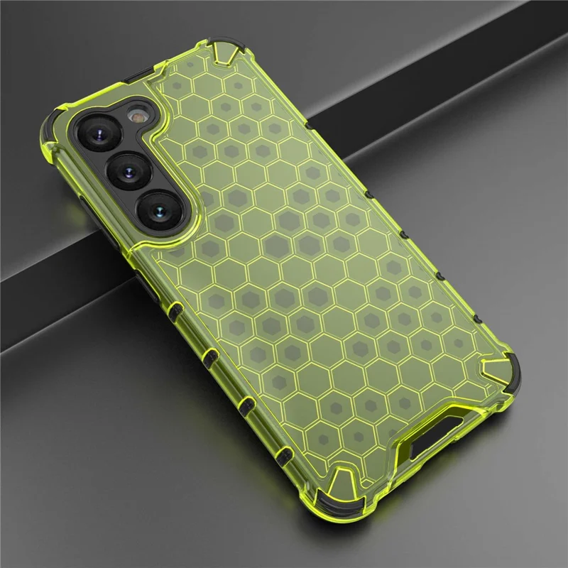 Phone Case for Samsung Galaxy S23 Shockproof Case Honeycomb Textured TPU + PC Phone Cover - Green