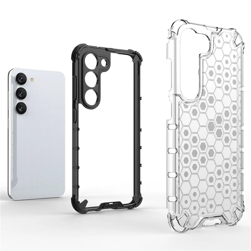 Phone Case for Samsung Galaxy S23 Shockproof Case Honeycomb Textured TPU + PC Phone Cover - Green