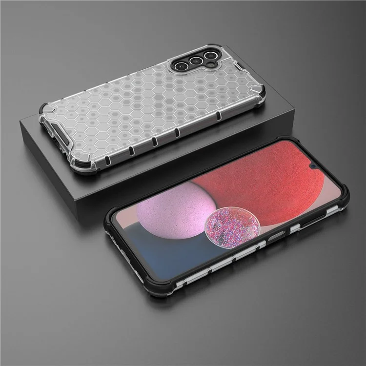 Shockperection Для Samsung Galaxy A14 5G Slim Chore Case Honeycomb Текстурированный TPU + PC Phone Cope - Серый
