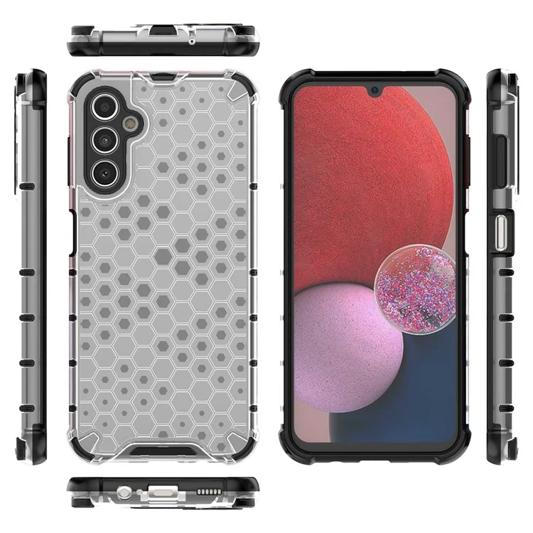 Shockperection Для Samsung Galaxy A14 5G Slim Chore Case Honeycomb Текстурированный TPU + PC Phone Cope - Серый