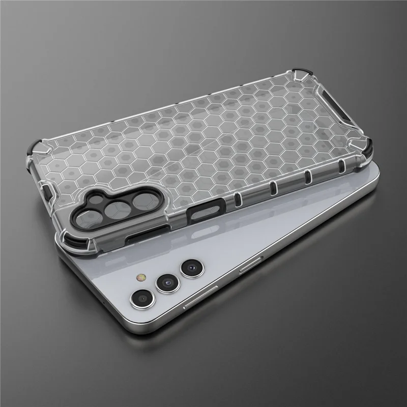 Shockproof Case for Samsung Galaxy A14 5G / A14 4G Slim Phone Case Honeycomb Textured TPU + PC Phone Cover - Black