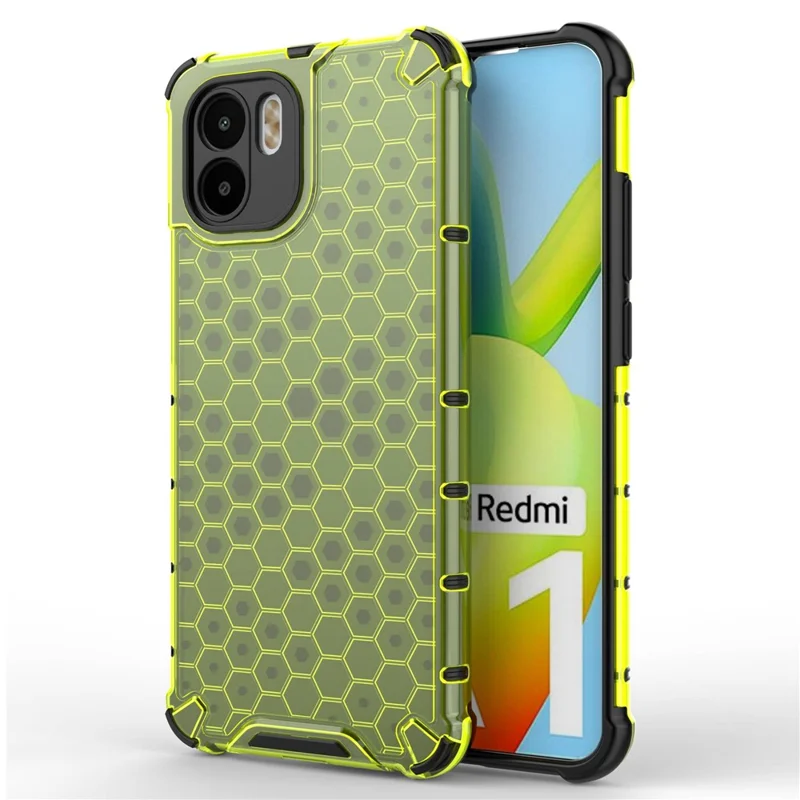 Honeycomb Textured Phone Case for Xiaomi Redmi A1 4G / A2 4G Hard PC Soft TPU Shockproof Case Anti-Scratch Protective Phone Cover - Green