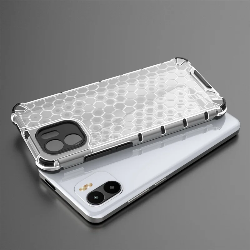 Honeycomb Textured Phone Case for Xiaomi Redmi A1 4G / A2 4G Hard PC Soft TPU Shockproof Case Anti-Scratch Protective Phone Cover - Green