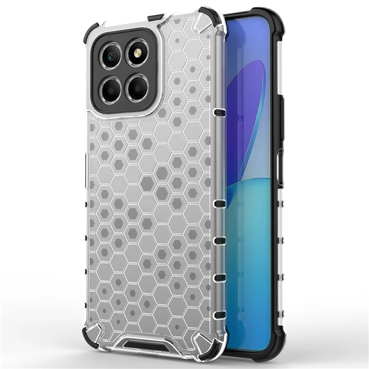 Anti-Drop Phone Case for Honor X8 5G Shockproof Slim Case Honeycomb Textured TPU + PC Phone Cover - Grey