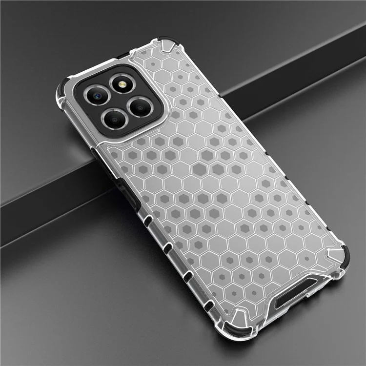 Anti-Drop Phone Case for Honor X8 5G Shockproof Slim Case Honeycomb Textured TPU + PC Phone Cover - Grey