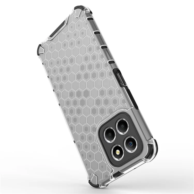 Anti-Drop Phone Case for Honor X8 5G Shockproof Slim Case Honeycomb Textured TPU + PC Phone Cover - Black