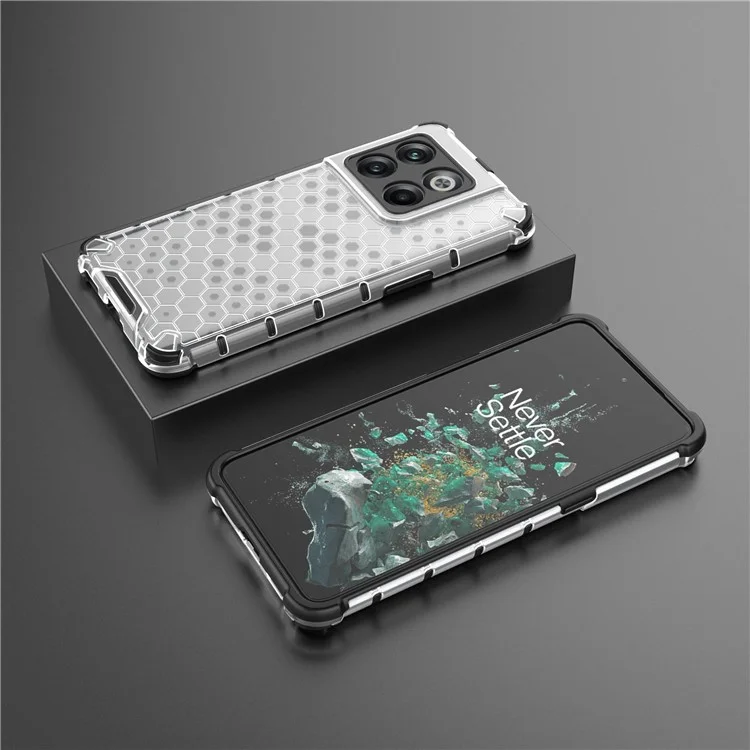 Für OnePlus 10T 5G / Ace Pro 5G Phone Case Honeycomb Textured Shock Proof Case TPU + PC -telefonabdeckung - Grau