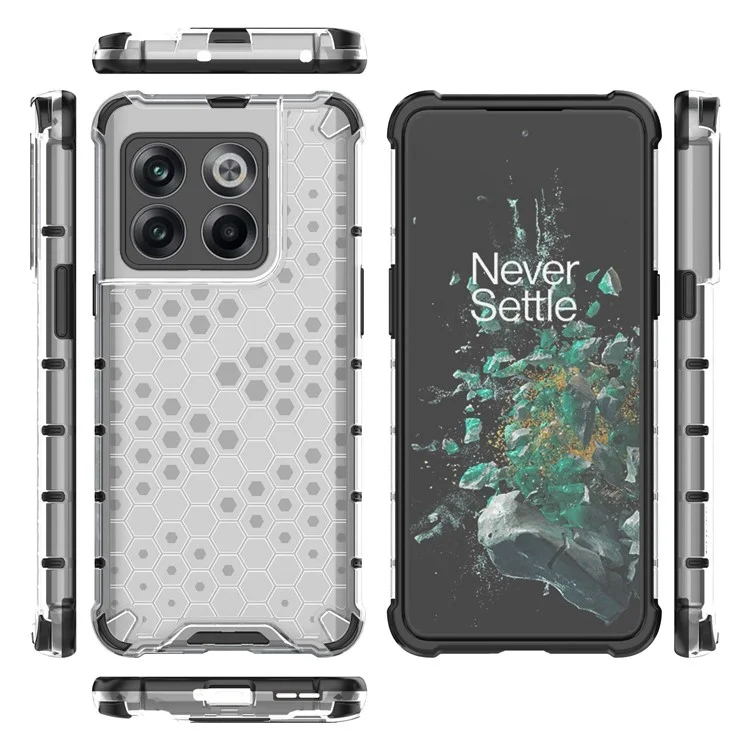 Für OnePlus 10T 5G / Ace Pro 5G Phone Case Honeycomb Textured Shock Proof Case TPU + PC -telefonabdeckung - Grau