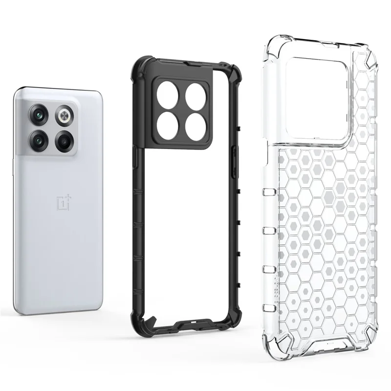 For OnePlus 10T 5G / Ace Pro 5G Phone Case Honeycomb Textured Shockproof Case TPU + PC Phone Cover - Black