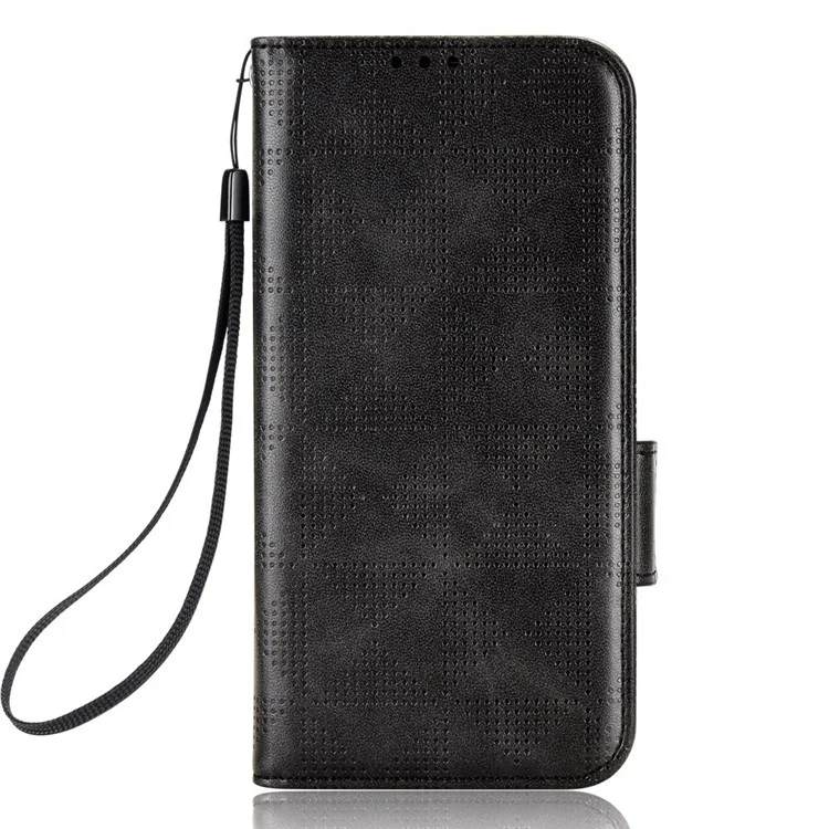 Pour Xiaomi Redmi 11 Prime 4G Triangle Imprimé Patter PU le Cuir Stand Couvercle de Portefeuille de Téléphonie de Protection Complète Avec Sangle à Main - le Noir
