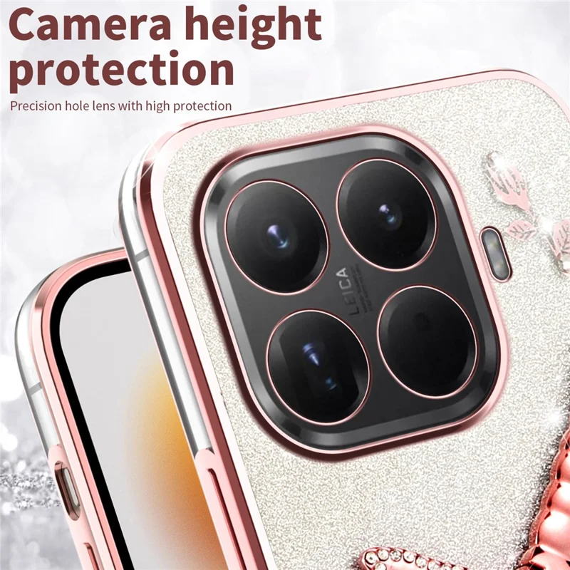 KADEM For Xiaomi 15T Pro Case Dragonfly Kickstand TPU Flowers Glitter Phone Cover - Pink