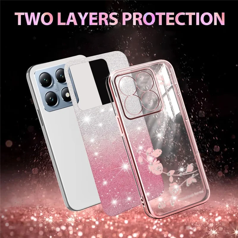 KADEM For Xiaomi 15T Case Flower TPU Flexible Gradient Phone Cover - Rose Gold