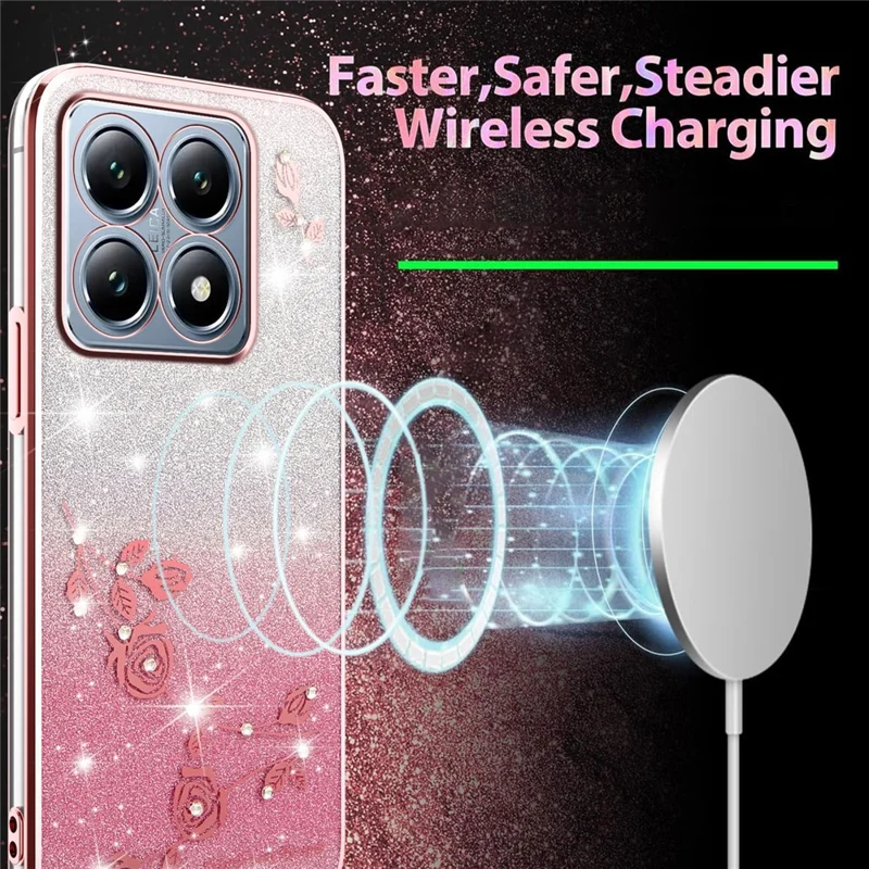 KADEM For Xiaomi 15T Case Flower TPU Flexible Gradient Phone Cover - Rose Gold