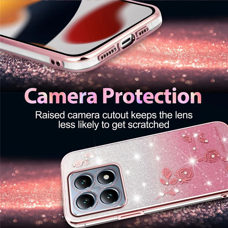 KADEM For Xiaomi 15T Case Flower TPU Flexible Gradient Phone Cover - Rose Gold