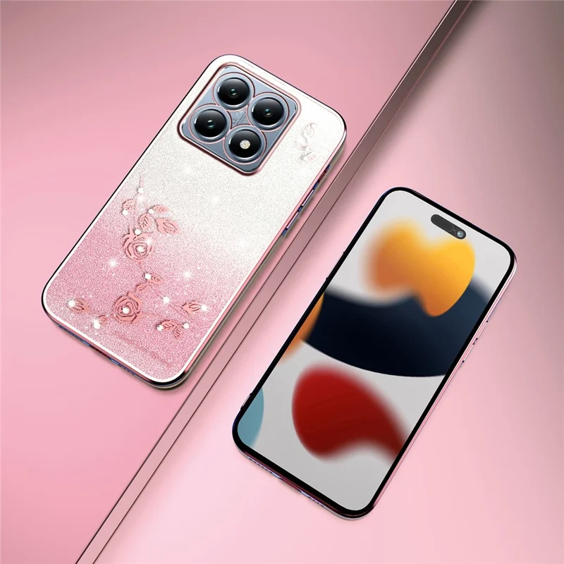 KADEM For Xiaomi 15T Case Flower TPU Flexible Gradient Phone Cover - Rose Gold