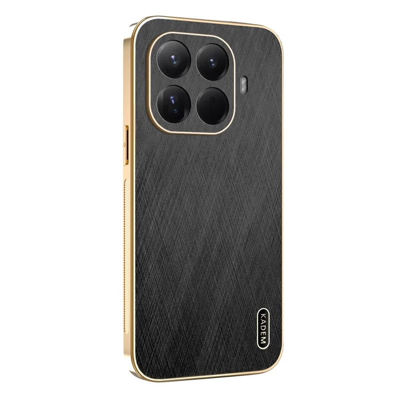 KADEM For Xiaomi 15T Pro Case Electroplating Silk Texture PU + TPU Phone Back Cover - Black