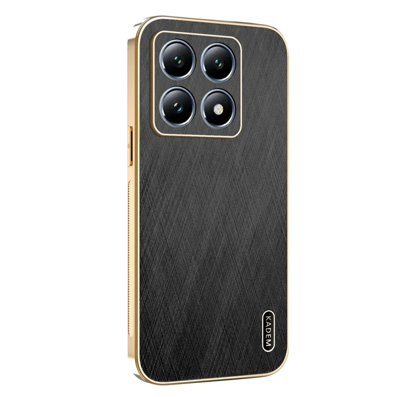 KADEM For Xiaomi 15T Case Electroplating Silk Texture PU + TPU Phone Back Cover - Black