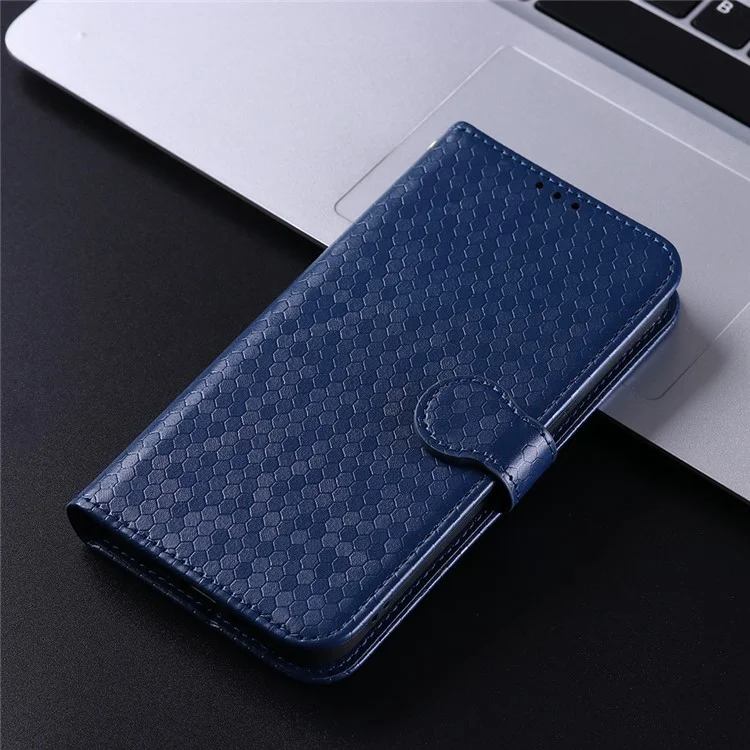 Pour Xiaomi Redmi 11 Prime 4G PU Pot Port Dot Impresté Bois de Papile Impresté Couverture de Téléphone Court - Bleu Foncé