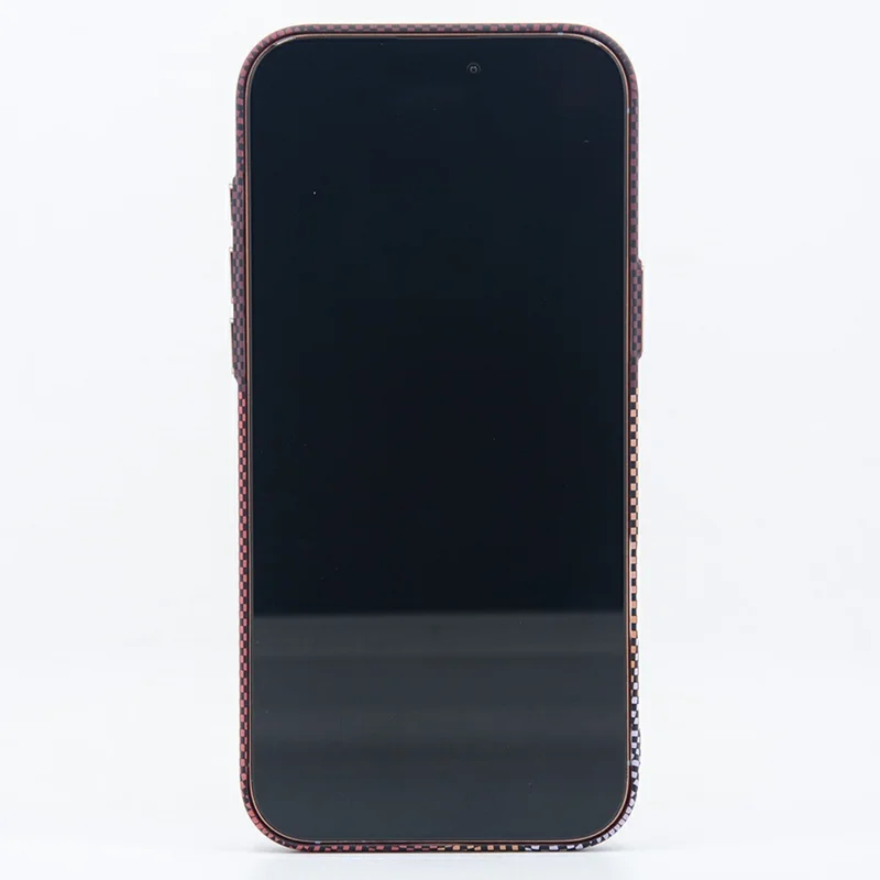 For iPhone 17 Pro Max Magnetic Case Carbon Fiber Texture Water Transfer PC Phone Cover - Blue-eyed Cat